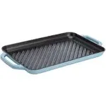 Enameled Cast Iron Grill Pan, Family Sized Rectangular Griddle, Durable Indoor a