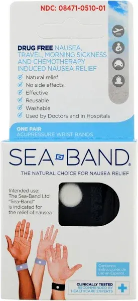 Sea-Band -Nausea Relief Wristband Acupressure 2ct. Gray,Black