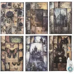 MiyouLuna 180Pcs Dark Fantasy Scrapbook Paper Vintage Gothic Journal Ephemera Pack