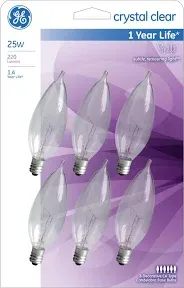 GE 6Pk 25W Candle Bulb 75223