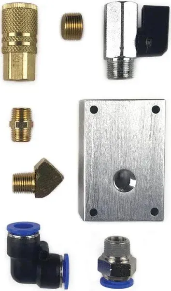 Primefit PCKIT8 Air Push to Connect - Outlet Drop Kit with Block,1/4" Brass Quick Connect Coupler