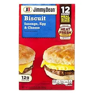 Jimmy Dean Biscuit Breakfast Sandwich, Sausage, Egg and Cheese, 54 oz, 12/Box