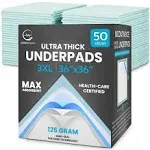 125 Gram Incontinence Bed Pads Disposable for Adults 50 Pack XXL 36&#034; x 36&#034; Su...