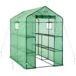 Machrus Ogrow Deluxe Walk-In Greenhouse with 2 Tiers and 8 Shelves