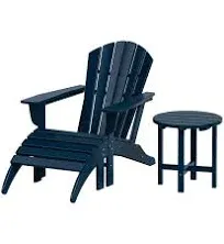 Portside 3-Piece Set Classic Adirondack Chair with Ottoman and Round Side Table