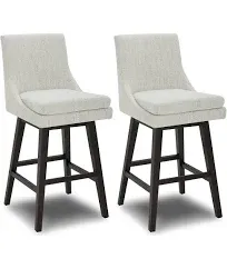 CHITA 26 inch Upholstered Swivel Faux Leather Counter Bar Stools with Back & Wood Legs Set of 2