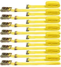 Zeuli Ratchet Straps 8-Pack 15 Feet - 1466 lbs Load Cap with 2‘’*15’, Yellow 