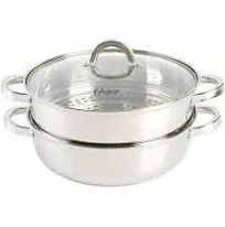 Oster Sangerfield 3 Piece 11-Inch Stainless Steel Everyday Pan with Steamer and Lid