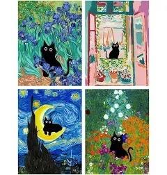 Mowana Paint by Numbers for Adults and Kids Beginner, Cat Painting by Number Kits On Canvas,Without Frame DIY Color Oil Painting Acrylic Paints,Home