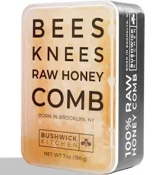 Bushwick Kitchen Bees Knees Raw Honeycomb, 100% Edible, All-Natural Gourmet Honeycomb in Double Sealed Packaging 7 oz., Acacia Honey Comb with Sweet