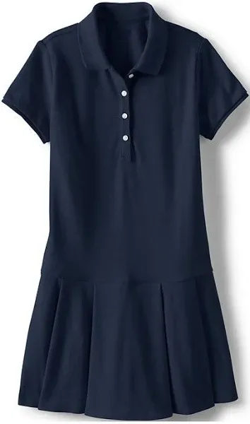 Lands' End Girls Short Sleeve Mesh Pleated Polo Dress