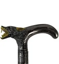 Treasure Gurus Howling Wolf T Handle Head Cane Travel Walking Stick