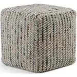 Simpli Home Zoey Woven Cube Pouf in Multi Color