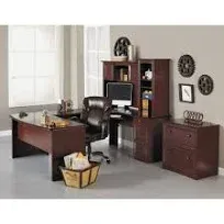 Realspace Broadstreet 65"W U-Shaped Executive Corner Desk, Cherry