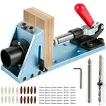 VEVOR Pocket Hole Jig Kit, M4 Adjustable & Easy to Use Joinery Woodworking System, Aluminum Punch Locator, Wood Guides Joint Angle Tool w/Drill Bit