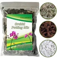 Orchid Potting Mix Orchid Mix Orchid Soil with Sphagnum Moss Pine Bark Perlite Charcoal Expanded Clay Pebbles for Plants Orchid Mix Soil for Orchid Repotting (Five-in-one)