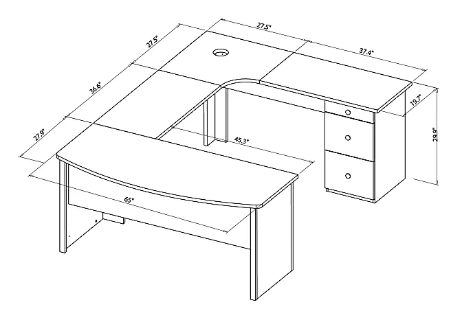 Realspace Broadstreet U-Shaped Executive Desk