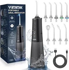 VIMMK Water Flosser Cordless Water Dental Flosser 9 Jet Tips 5 Modes 300ML IPX7 Waterproof