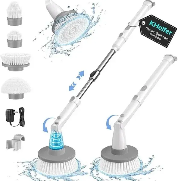 Electric Spin Scrubber Cordless Shower Scrubber 4 Heads Clean Shower Kitchen NEW