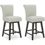 Chita Swivel Counter Bar Stools Set of 2, 26 inch, Faux Leather in Creamy Gray, Size: One Size