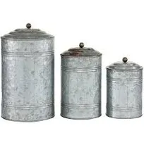 9th & Pike Galvanized Metal Storage Jars (Set of 3)