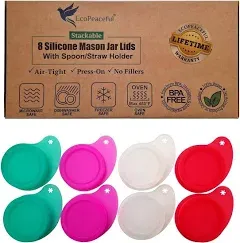 EcoPeaceful 8 Silicone Mason Jar Lids