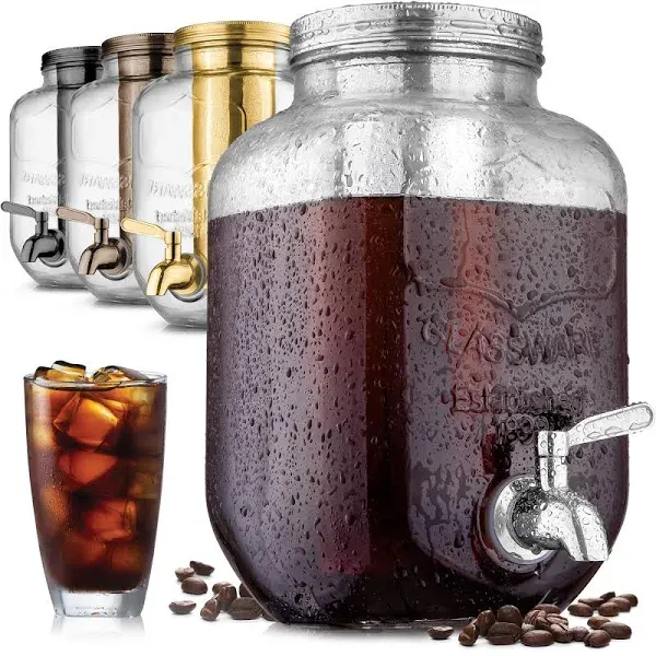 Zulay Kitchen Cold Brew Coffee Maker, Pitcher, and Tea Infuser Glass Carafe - 1 Gallon