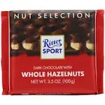 Ritter Sport Milk Chocolate with Whole Hazelnuts Bar, Natural, 3.5 Ounces (Pack of 10)