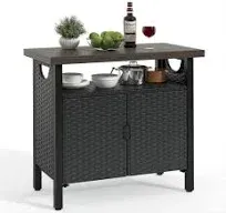 YITAHOME Outdoor Storage Cabinet, Patio Bar Table with Two Doors and S