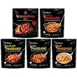 O'Food Tteokbokki Korean Rice Cakes Variety Pack, Authentic Instant Spicy Korean Street Food Snack, Ready to Eat, No Msg, No Corn Syrup (Variety Pack