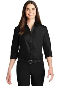 Port Authority Ladies 3/4-Sleeve Carefree Poplin Shirt