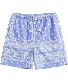 Floerns Men's Boho Tribal Print Drawstring Waist Summer Shorts with Pocket