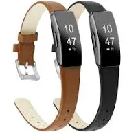 [2 Pack]  Leather Bands Compatible with Fit Bit Inspire 3 Bands &amp; Inspire 2 &amp; In