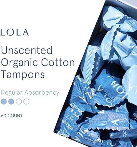 LOLA Organic Cotton Tampons, 8 Count - Tampons Regular, Period Feminine Hygiene Products, HSA FSA Approved Products Feminine Care…