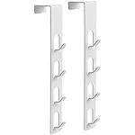 2 Pack White Coat Hooks, 4 Layers Metal Hats Hanger, Strong Vertical White Coat Hook, Over Door Rack for Hanging Bags Jams Scarf Keys and More.