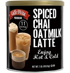 Caffe D'Vita Spiced Chai Oatmilk Latte Powdered Instant Mix 16 oz Can