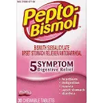 Pepto Bismol Upset Stomach Reliever/Antidiarrheal, Chewable Tablets - 30 tablets