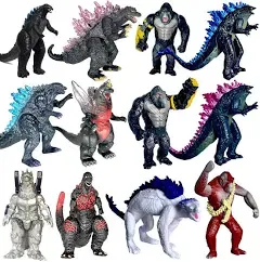 TwCare Set of 12 Godzilla x Kong: The New Empire, Dinosaur Dragon Toys Action Figures, Evolved Basic Exquisite Battle Roar B.E.A.S.T. Glove Shimo Frost Bite Mecha King Ghidorah Cake Toppers Pack