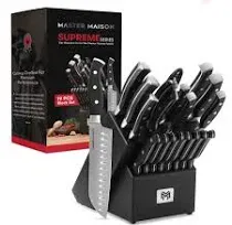 19-Piece Kitchen Knife Set With Wooden Block - Best German Forged Stainless S...