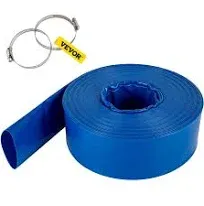 Heavy-Duty PVC Lay Flat Hose 1-1/2&#034; x 105&#039; with Clamps - All-Weather Performance