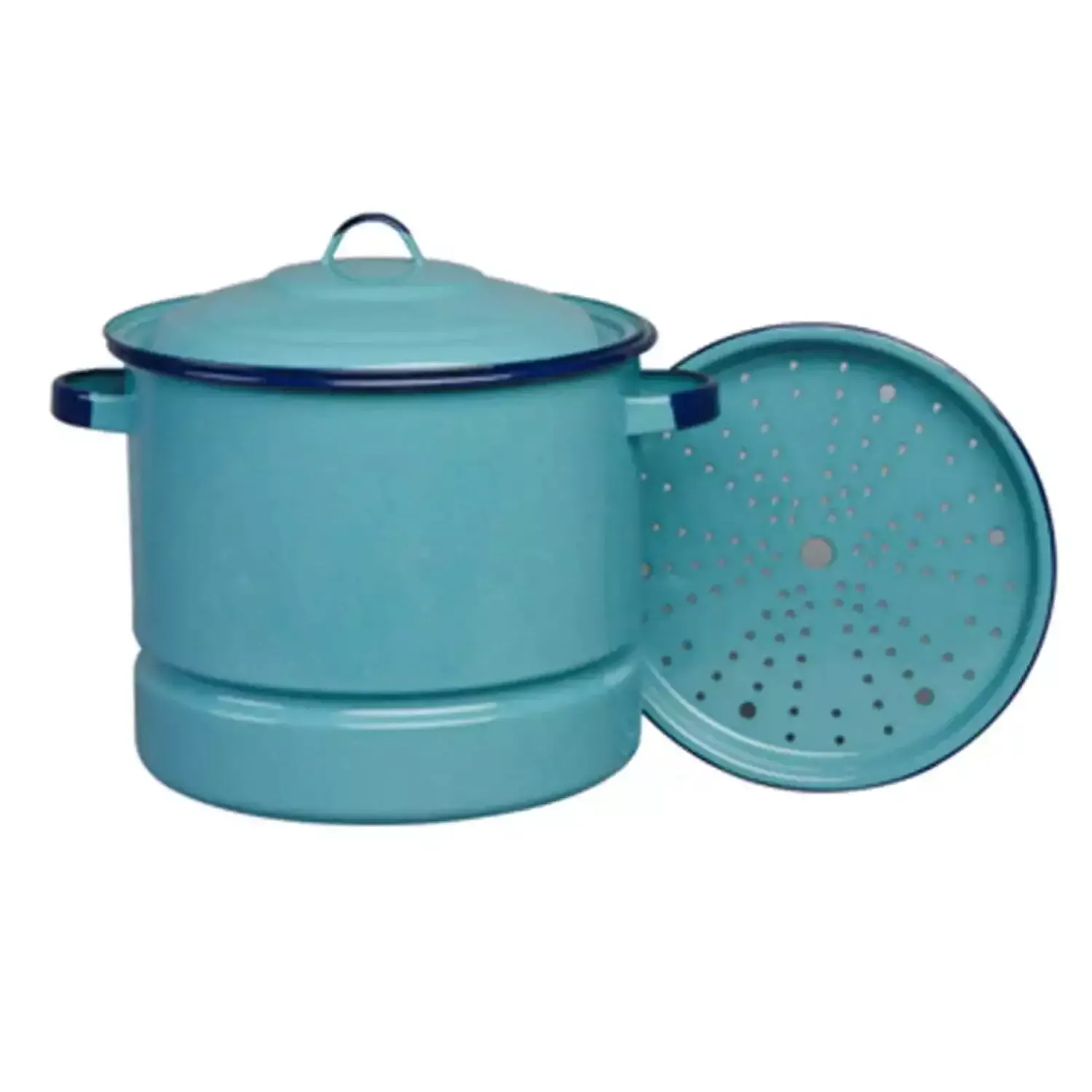 15-Quart Steamer Pot with Lid &amp; Trivet, Turquoise Blue.