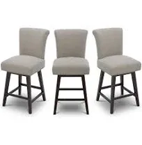 Chita 26 in Upholstered Swivel Counter Bar Stools with Back&Wood Legs Set of 2