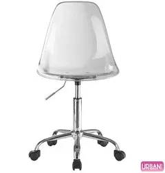 Urban Shop WK660531 Acrylic And Metal Rolling Office Chair, Clear