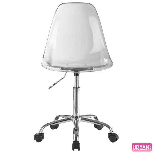 Urban Shop Acrylic and Metal Rolling Office Chair, Clear