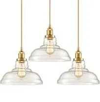 3 Pack Industrial Glass Barn Shape Pendant Lights