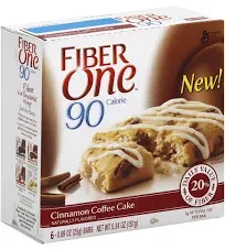 Fiber One 90 Calorie Soft-Baked Bar, Cinnamon Coffee Cake, 6 Fiber Bars, 5.34 oz