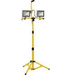 Global Industrial LED Dual Work Light w/Tripod, 20Wx2, 3200 Lumens, IP65, Yellow