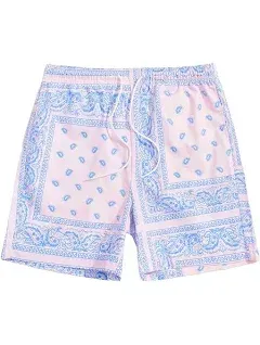 Floerns Men's Boho Tribal Print Drawstring Waist Summer Shorts with Pocket