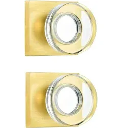 coolnews 2 Pack Crystal Glass Dummy Door Knob Gold Door Knobs Interior Satin Brass Door Knob for Hall and Closet Dummy Door Handles