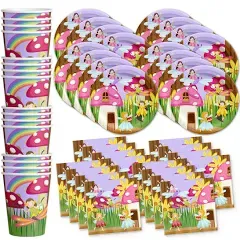 Fairy Garden Birthday Party Supplies Set Plates Napkins Cups Tableware Kit For 1